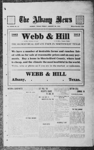 The Albany News (Albany, Tex.), Vol. 28, No. 33, Ed. 1 Friday, January 26, 1912