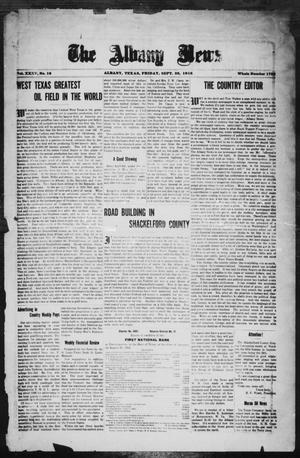 Primary view of object titled 'The Albany News (Albany, Tex.), Vol. 35, No. 16, Ed. 1 Friday, September 20, 1918'.