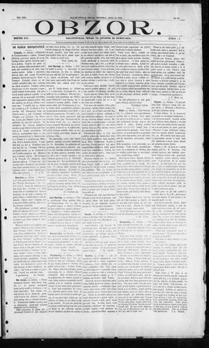 Obzor. (Hallettsville, Tex.), Vol. 19, No. 39, Ed. 1 Thursday, April 28, 1910