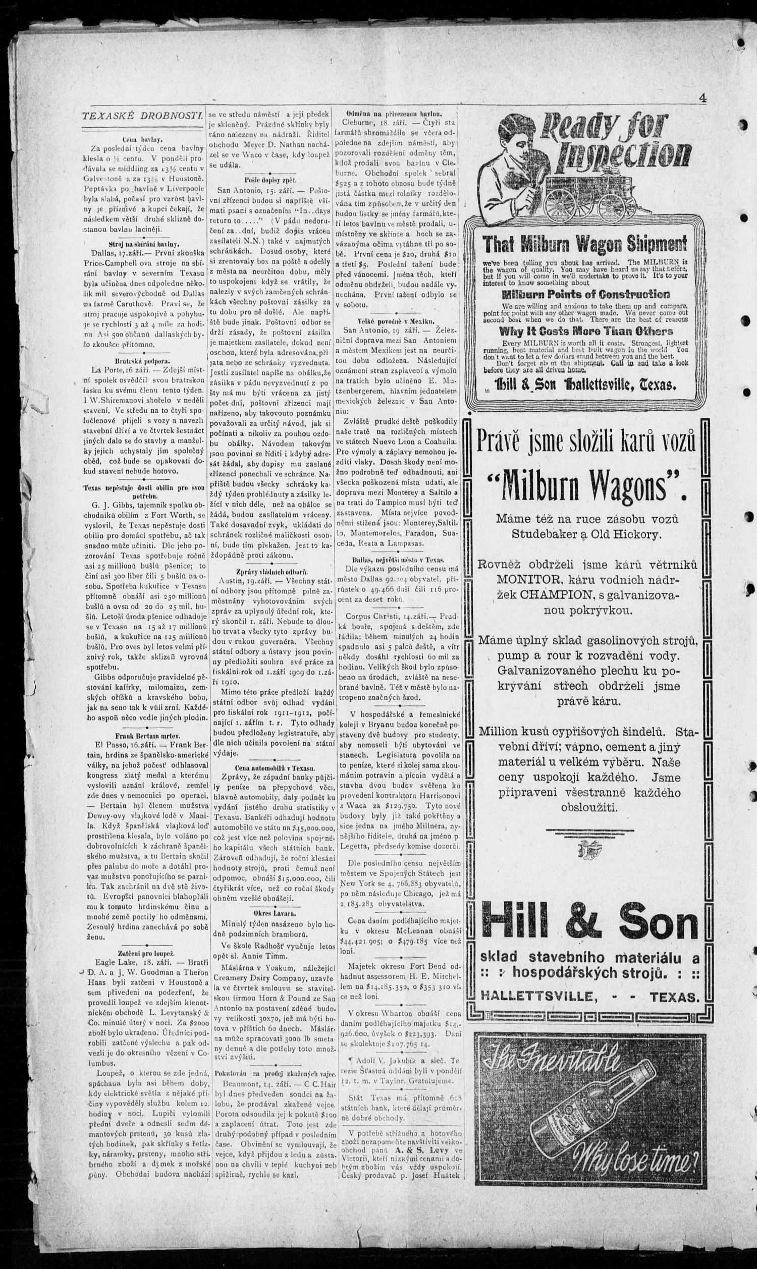 Obzor. (Hallettsville, Tex.), Vol. 20, No. 8, Ed. 1 Thursday, September 22, 1910
                                                
                                                    [Sequence #]: 4 of 12
                                                