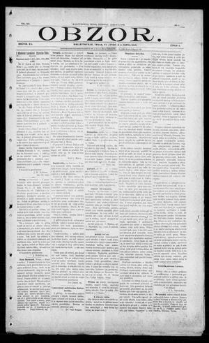Obzor. (Hallettsville, Tex.), Vol. 20, No. 1, Ed. 1 Thursday, August 4, 1910