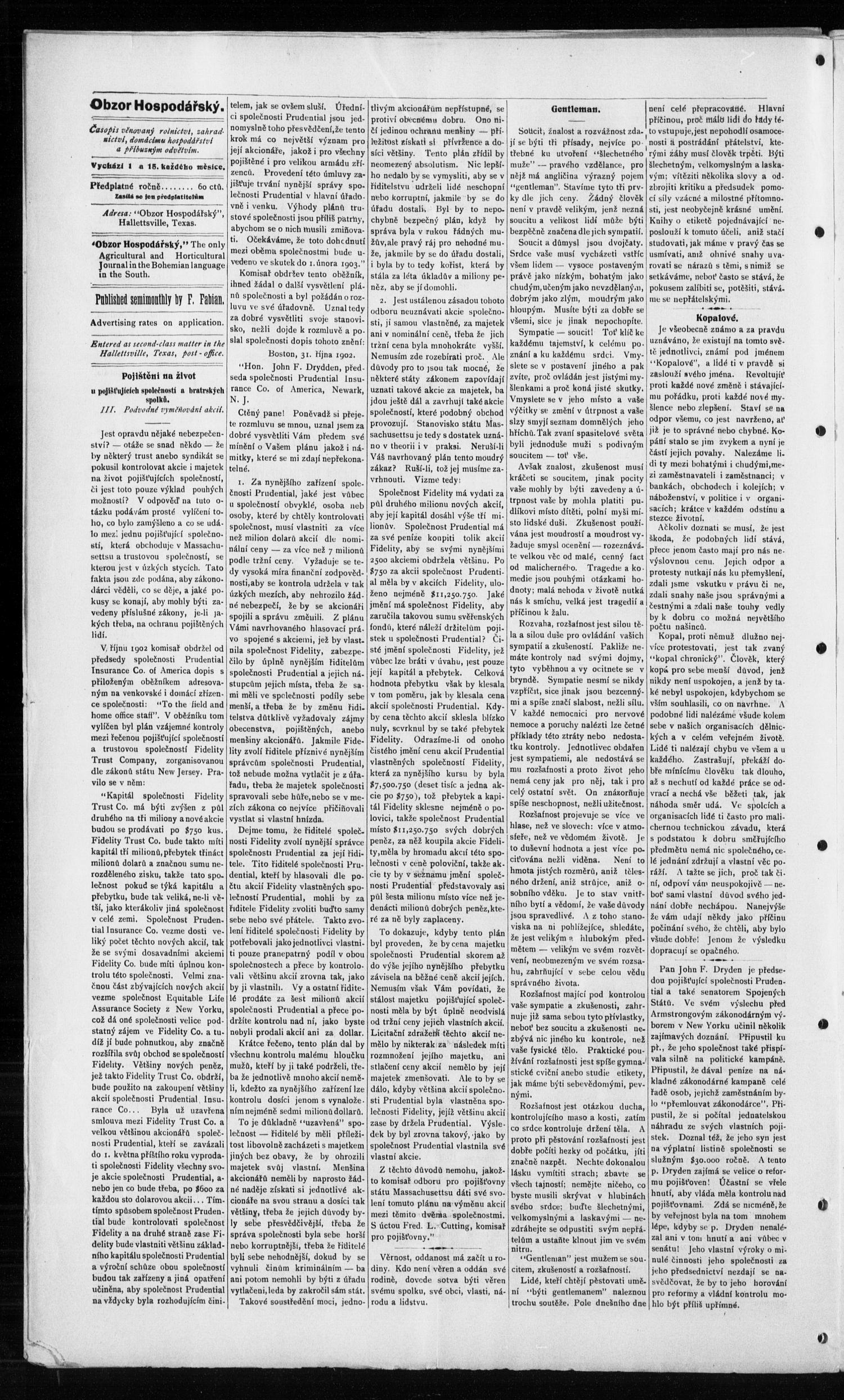 Obzor. (Hallettsville, Tex.), Vol. 16, No. 6, Ed. 1 Monday, October 15, 1906
                                                
                                                    [Sequence #]: 4 of 8
                                                