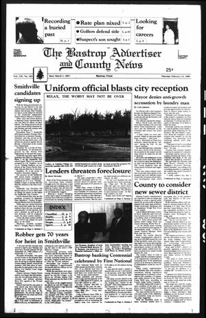 Primary view of object titled 'The Bastrop Advertiser and County News (Bastrop, Tex.), Vol. 135, No. 103, Ed. 1 Thursday, February 23, 1989'.