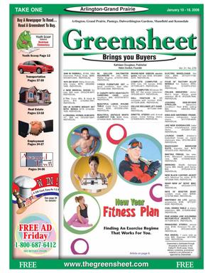 Primary view of object titled 'The Greensheet (Arlington-Grand Prairie, Tex.), Vol. 31, No. 276, Ed. 1 Thursday, January 10, 2008'.