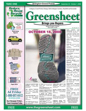 The Greensheet (Arlington-Grand Prairie, Tex.), Vol. 32, No. 171, Ed. 1 Thursday, September 25, 2008