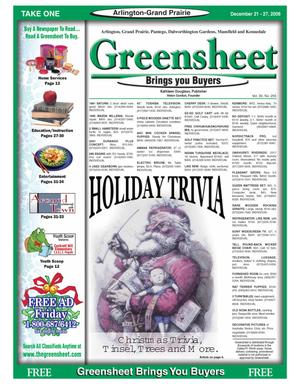 The Greensheet (Arlington-Grand Prairie, Tex.), Vol. 30, No. 255, Ed. 1 Thursday, December 21, 2006