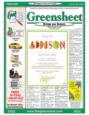 Primary view of object titled 'The Greensheet (Arlington-Grand Prairie, Tex.), Vol. 33, No. 24, Ed. 1 Thursday, April 30, 2009'.