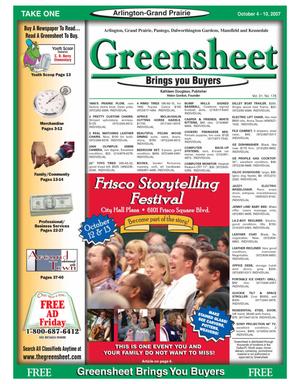 Primary view of object titled 'The Greensheet (Arlington-Grand Prairie, Tex.), Vol. 31, No. 178, Ed. 1 Thursday, October 4, 2007'.