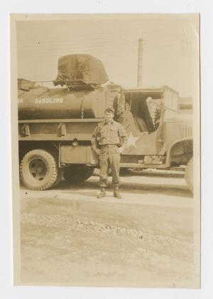 Primary view of object titled '[Soldier By Gasoline Tanker]'.