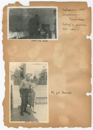 Primary view of object titled '[Scrapbook Page: September 1945, Dispensary - Rüsselsheim]'.