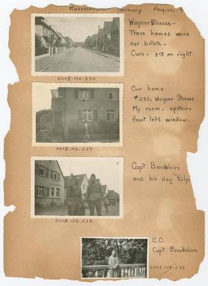 Primary view of object titled '[Scrapbook Page: Rüsselsheim, Germany, August  22, 1945]'.