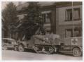 Thumbnail image of item number 1 in: '[Command Post Half-Track with a Trailer in Courtyard]'.