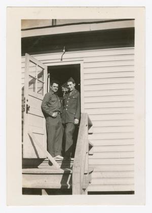 [Crocker, Wilbur Berget, and Dobson Standing in a Barracks Doorway]