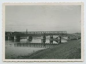 Primary view of object titled '[Bailey Bridge Over the Ill River at Oberhergheim, France]'.