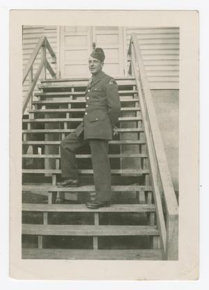Primary view of object titled '[Morris Assyia Standing on a Stairway]'.