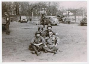 Primary view of object titled '[Four Soldier Sitting in a Courtyard]'.