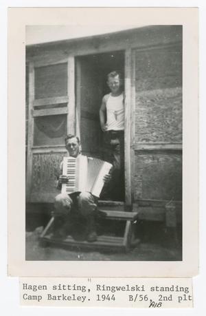 Primary view of object titled '[On Barrack Steps]'.