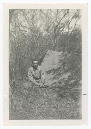 Primary view of object titled '[Ralph Marler by Tent]'.