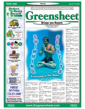 Primary view of object titled 'Greensheet (Houston, Tex.), Vol. 39, No. 293, Ed. 1 Wednesday, July 23, 2008'.