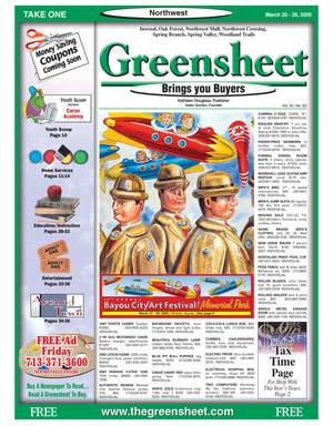 Greensheet (Houston, Tex.), Vol. 40, No. 83, Ed. 1 Friday, March 20, 2009