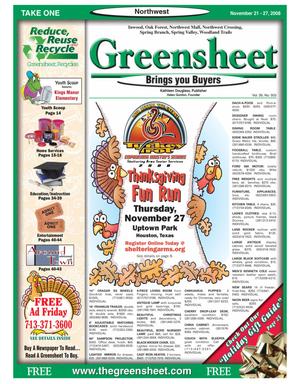 Primary view of object titled 'Greensheet (Houston, Tex.), Vol. 39, No. 503, Ed. 1 Friday, November 21, 2008'.