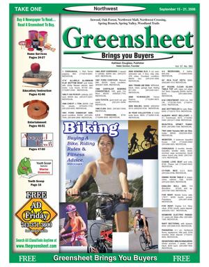 Greensheet (Houston, Tex.), Vol. 37, No. 383, Ed. 1 Friday, September 15, 2006