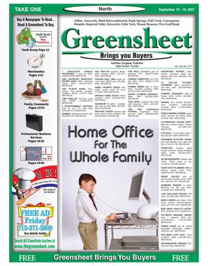 Greensheet (Houston, Tex.), Vol. 38, No. 377, Ed. 1 Wednesday, September 12, 2007