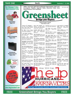 Primary view of object titled 'Greensheet (Houston, Tex.), Vol. 36, No. 365, Ed. 1 Wednesday, September 7, 2005'.