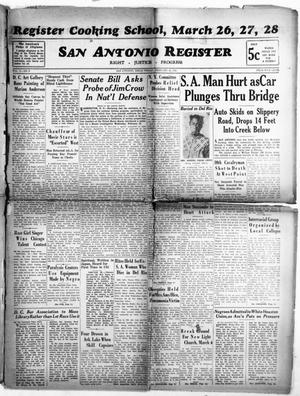 Primary view of object titled 'San Antonio Register (San Antonio, Tex.), Vol. 11, No. 5, Ed. 1 Friday, February 28, 1941'.