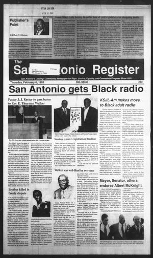 San Antonio Register (San Antonio, Tex.), Vol. 60, No. 40, Ed. 1 Thursday, February 6, 1992