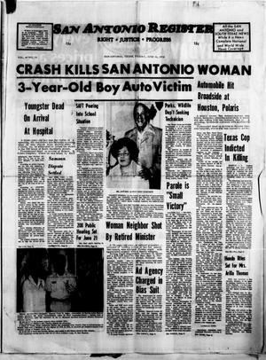Primary view of object titled 'San Antonio Register (San Antonio, Tex.), Vol. 48, No. 10, Ed. 1 Friday, June 16, 1978'.