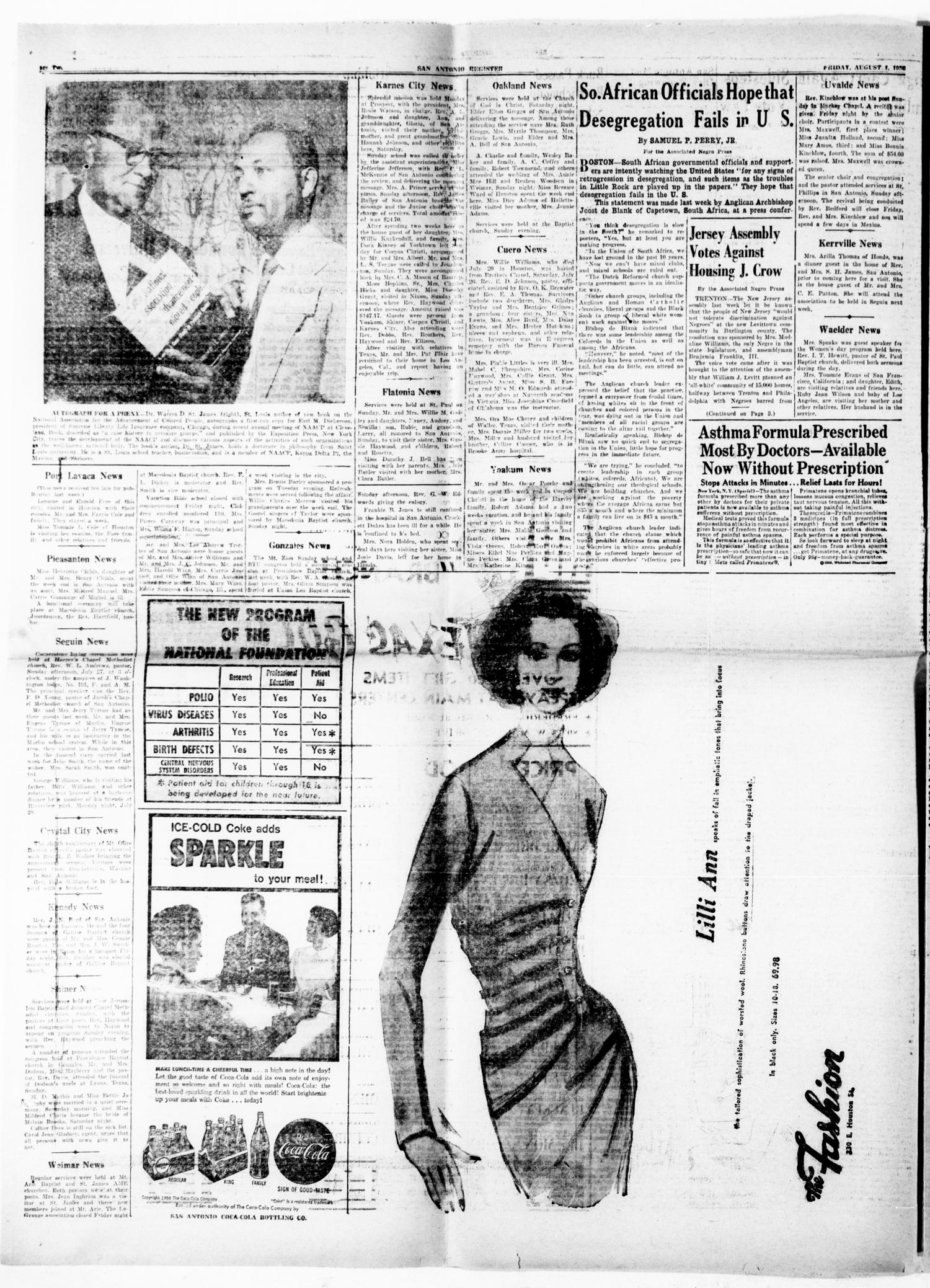 San Antonio Register (San Antonio, Tex.), Vol. 28, No. 23, Ed. 1 Friday, August 1, 1958
                                                
                                                    [Sequence #]: 3 of 8
                                                