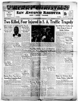 Primary view of object titled 'San Antonio Register (San Antonio, Tex.), Vol. 19, No. 49, Ed. 1 Friday, December 23, 1949'.