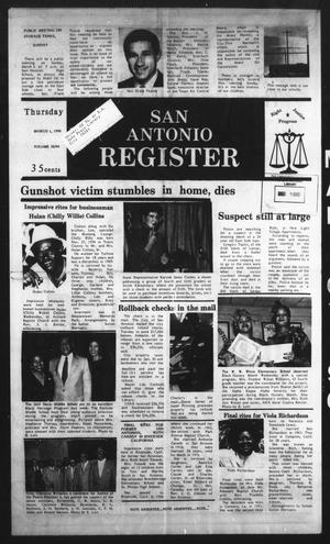 Primary view of object titled 'San Antonio Register (San Antonio, Tex.), Vol. 58, No. 46, Ed. 1 Thursday, March 1, 1990'.