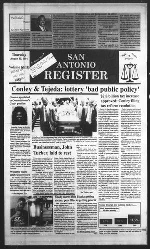 San Antonio Register (San Antonio, Tex.), Vol. 60, No. 18, Ed. 1 Thursday, August 15, 1991