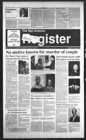 San Antonio Register (San Antonio, Tex.), Vol. 60, No. 39, Ed. 1 Thursday, January 16, 1992