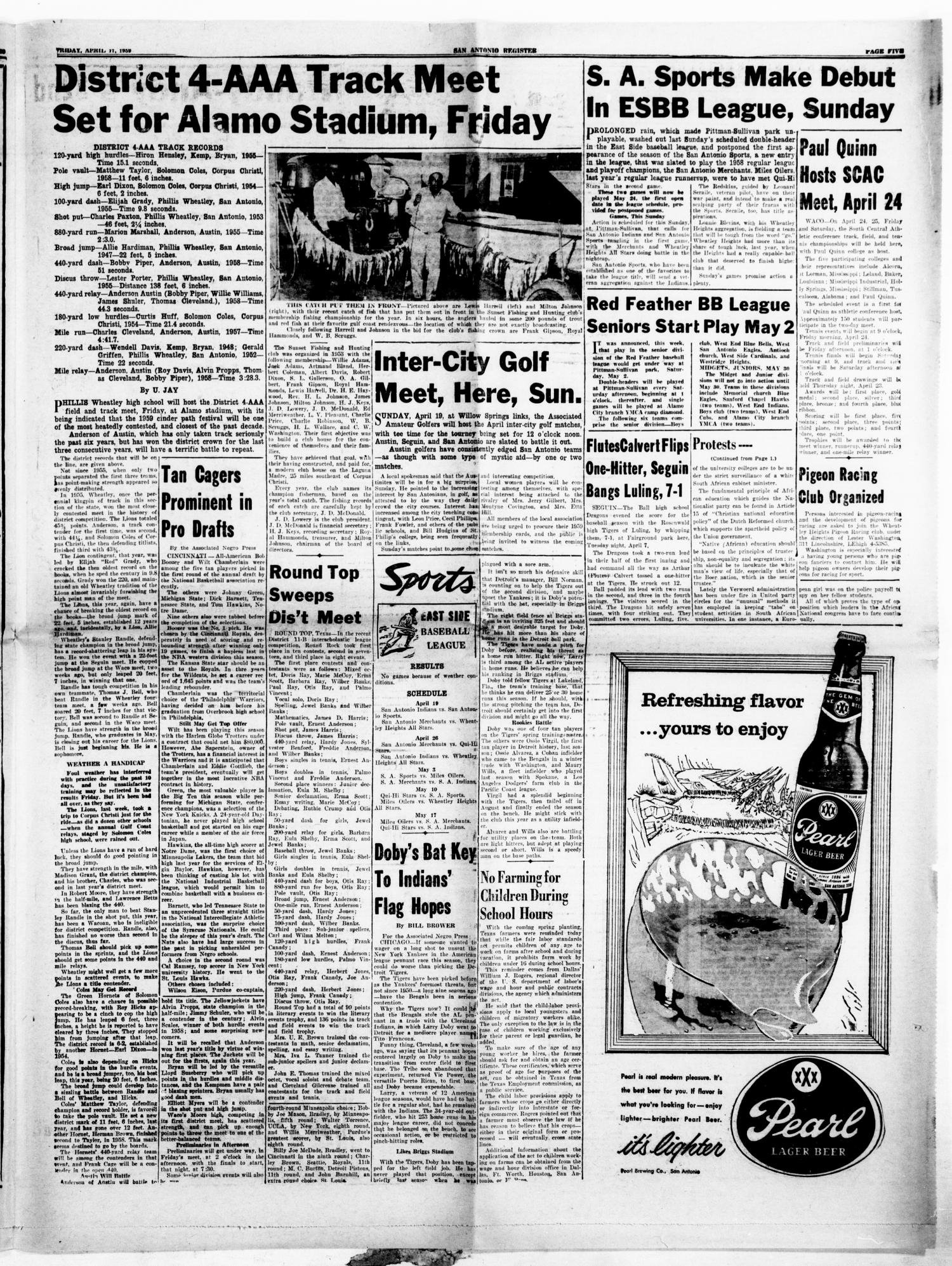 San Antonio Register (San Antonio, Tex.), Vol. 29, No. 2, Ed. 1 Friday, April 17, 1959
                                                
                                                    [Sequence #]: 5 of 8
                                                