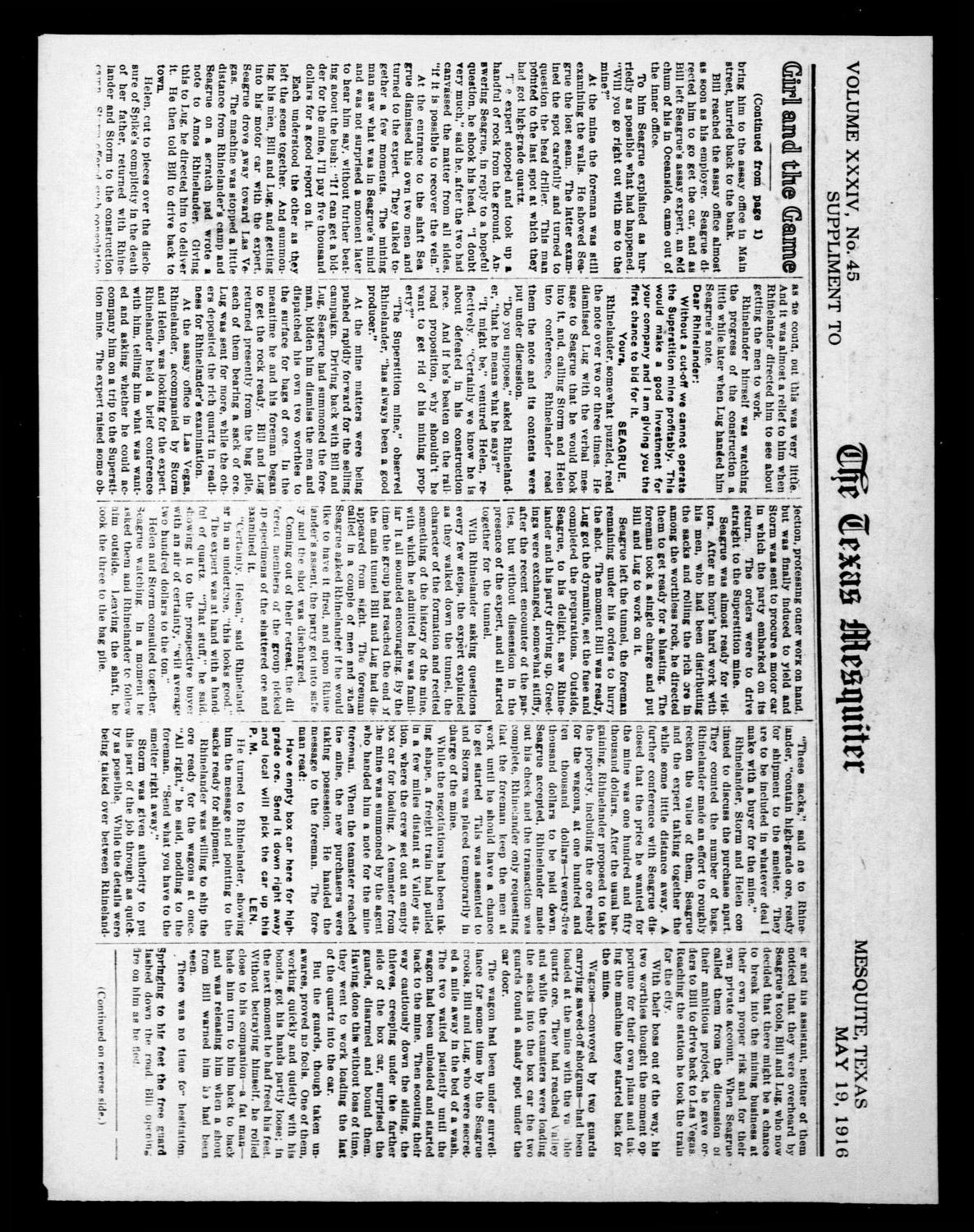 The Texas Mesquiter. (Mesquite, Tex.), Vol. 34, No. 45, Ed. 1 Friday, May 19, 1916
                                                
                                                    [Sequence #]: 5 of 6
                                                