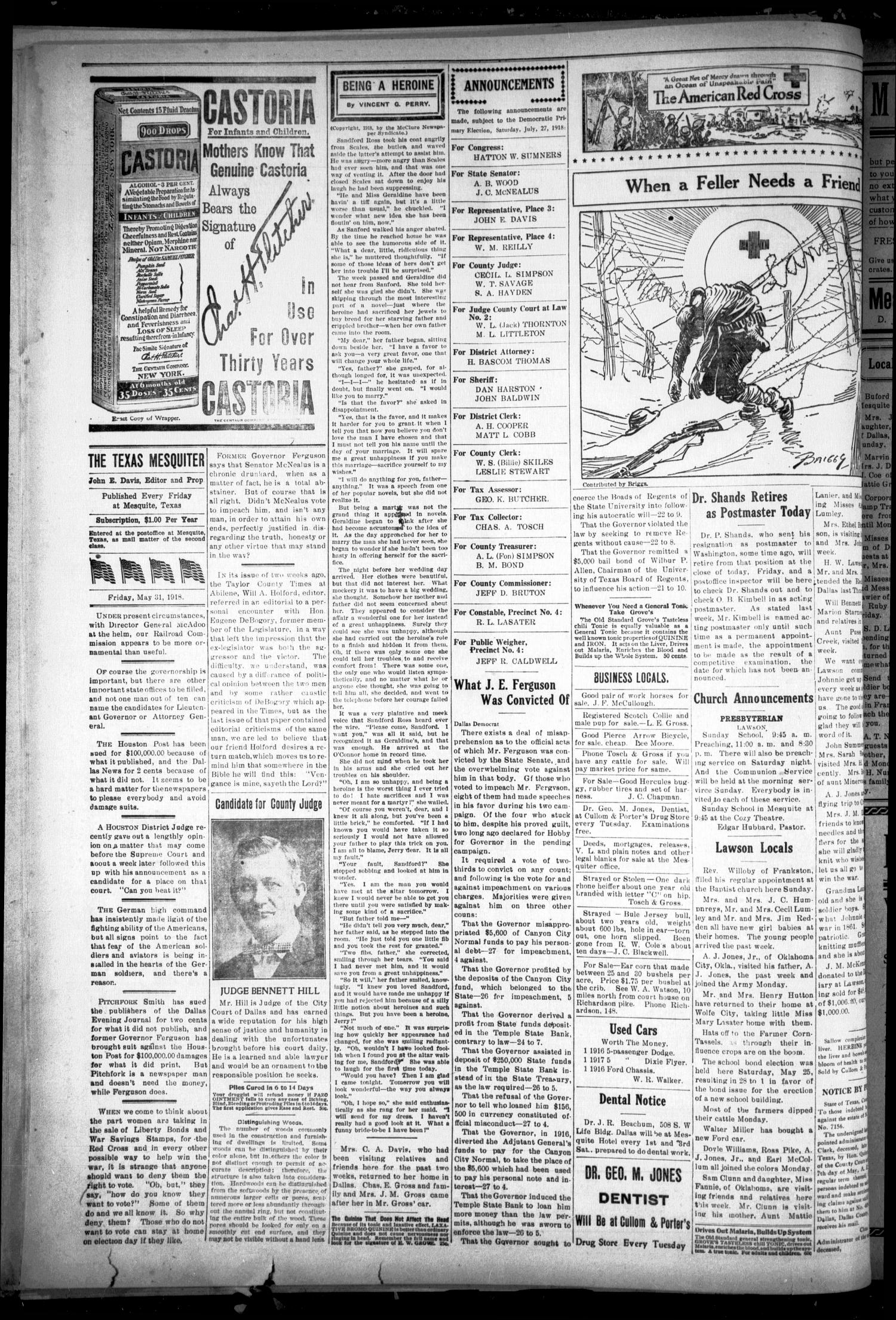 The Texas Mesquiter. (Mesquite, Tex.), Vol. 36, No. 47, Ed. 1 Friday, May 31, 1918
                                                
                                                    [Sequence #]: 2 of 4
                                                