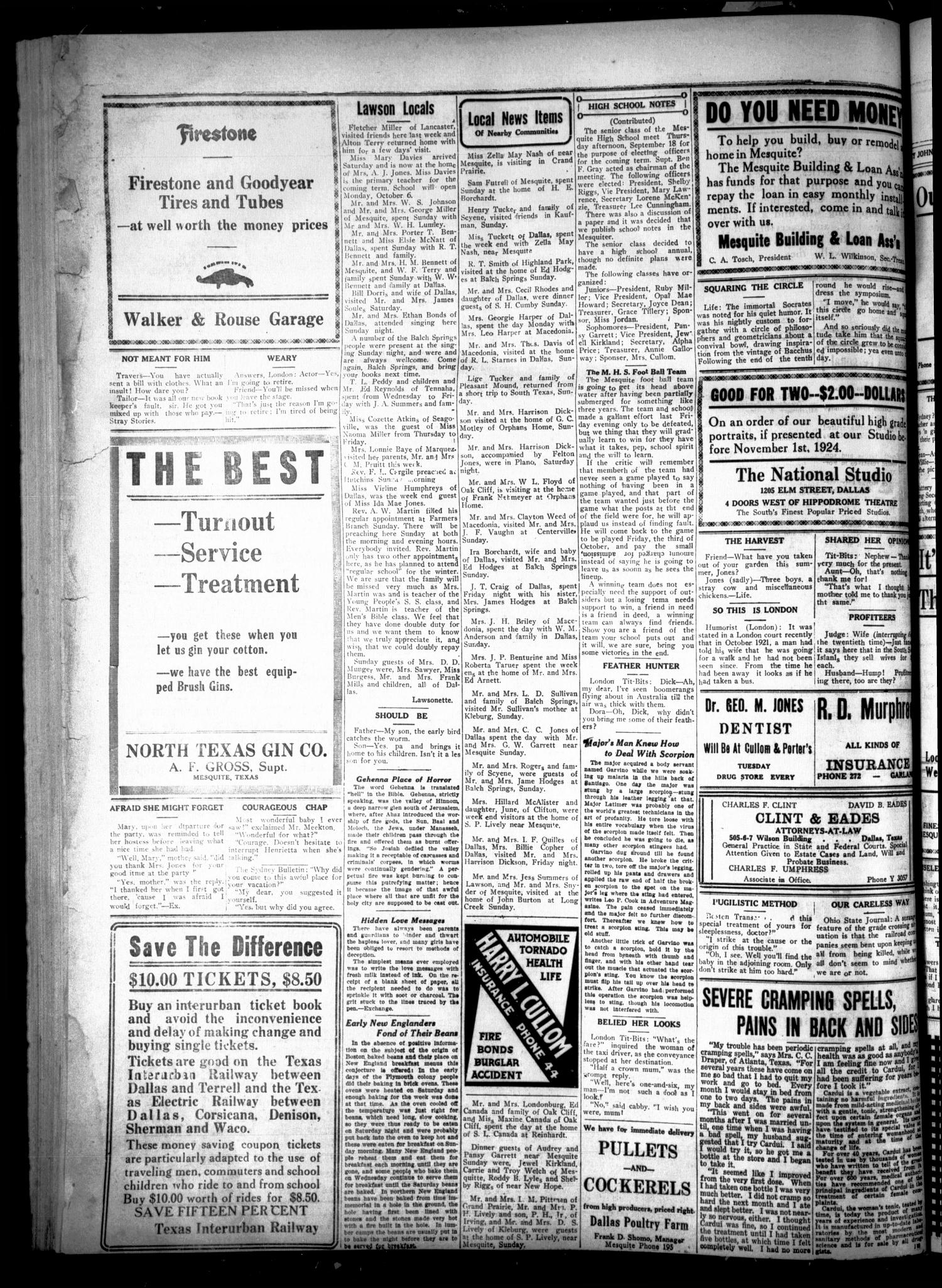 The Texas Mesquiter. (Mesquite, Tex.), Vol. 43, No. 10, Ed. 1 Friday, October 3, 1924
                                                
                                                    [Sequence #]: 4 of 4
                                                