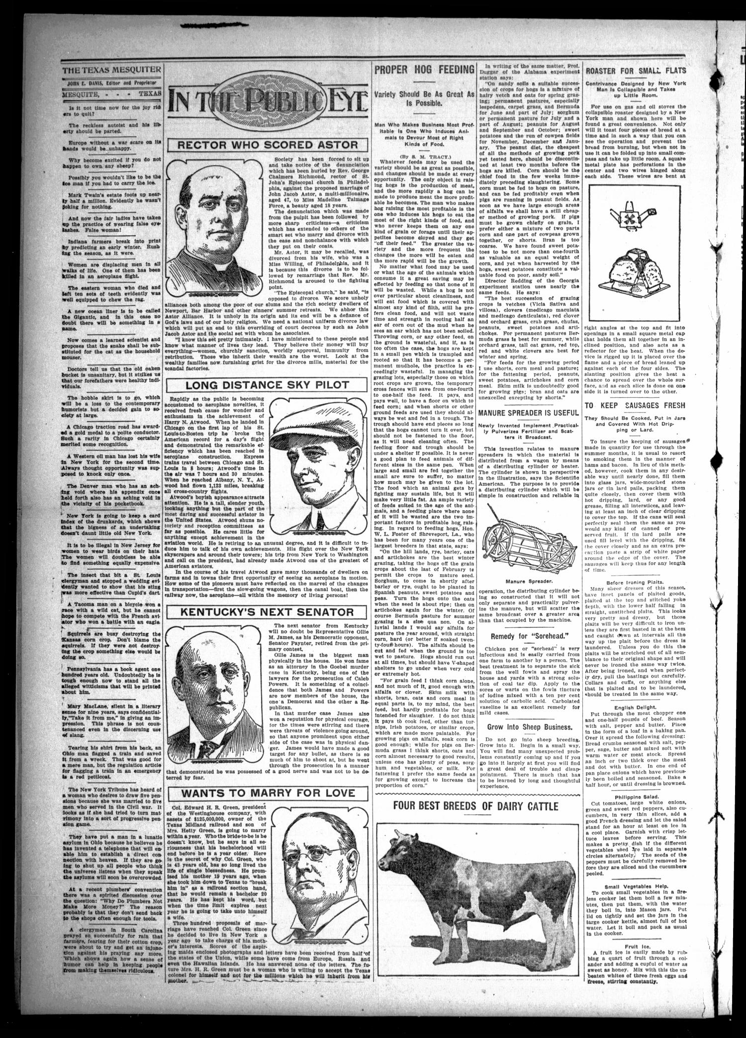 The Texas Mesquiter. (Mesquite, Tex.), Vol. 30, No. 11, Ed. 1 Friday, September 8, 1911
                                                
                                                    [Sequence #]: 2 of 8
                                                