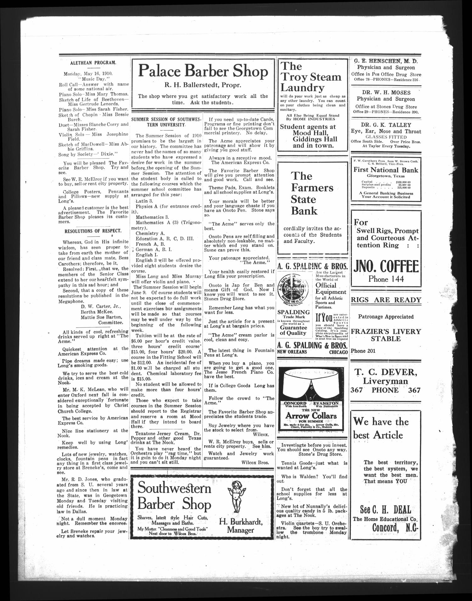 The Megaphone (Georgetown, Tex.), Vol. 3, No. 30, Ed. 1 Friday, May 20, 1910
                                                
                                                    [Sequence #]: 4 of 4
                                                