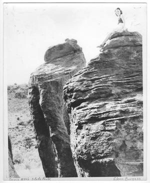 [Photograph of Woman on a Rock in Davis Mountain State Park]