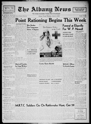 The Albany News (Albany, Tex.), Vol. 58, No. 20, Ed. 1 Thursday, March 4, 1943