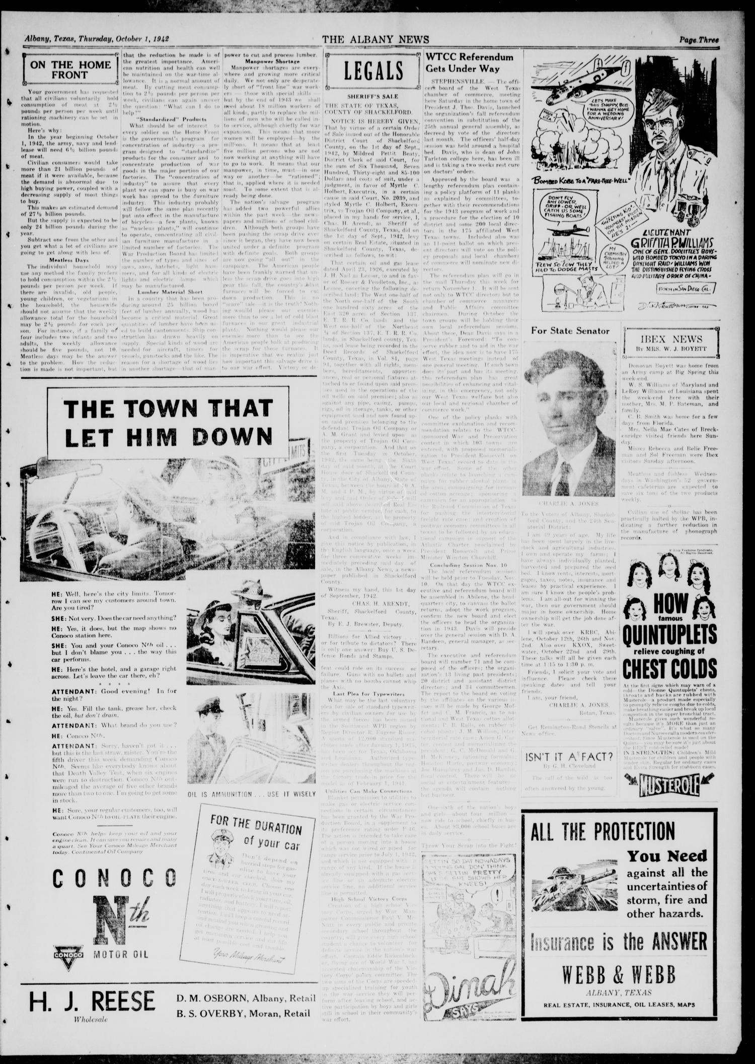 The Albany News (Albany, Tex.), Vol. 57, No. 51, Ed. 1 Thursday, October 1, 1942
                                                
                                                    [Sequence #]: 3 of 8
                                                