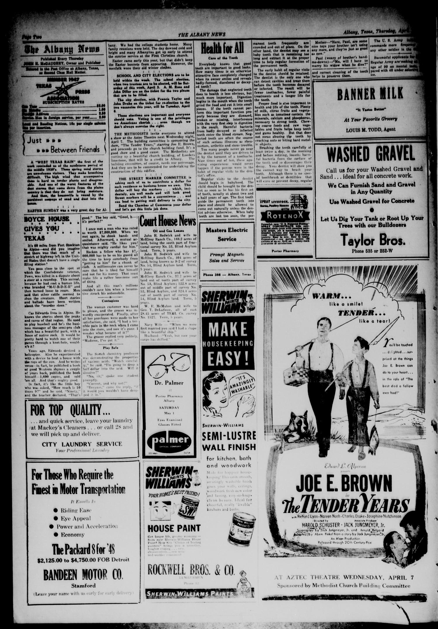 The Albany News (Albany, Tex.), Vol. 64, No. 25, Ed. 1 Thursday, April 1, 1948
                                                
                                                    [Sequence #]: 2 of 8
                                                