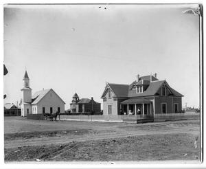 Methodist Church & parsonage, also first brick school building, Canyon City, Texas