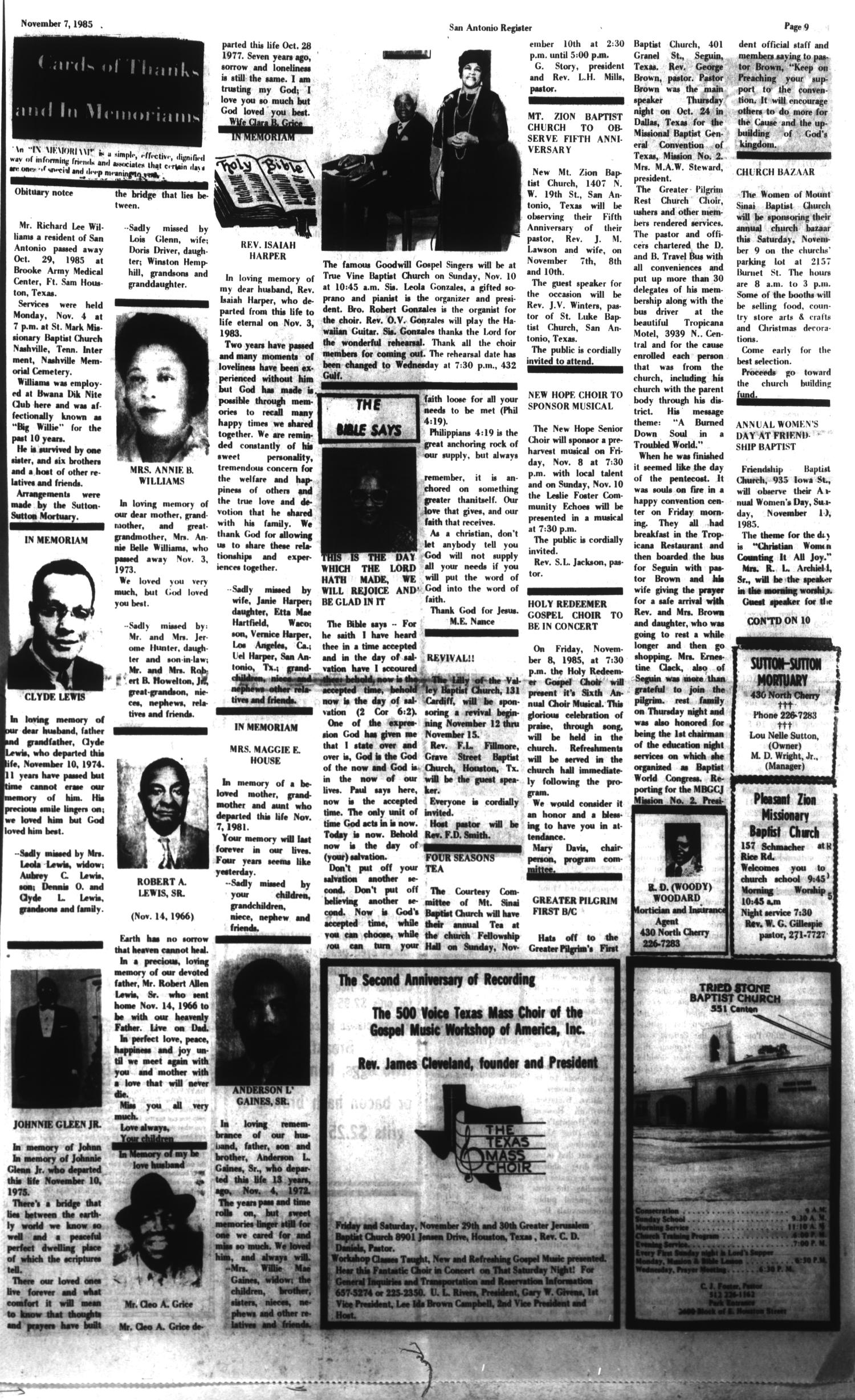 San Antonio Register (San Antonio, Tex.), Vol. 48, No. 31, Ed. 1 Thursday, November 7, 1985
                                                
                                                    [Sequence #]: 9 of 10
                                                