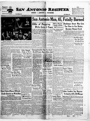 Primary view of object titled 'San Antonio Register (San Antonio, Tex.), Vol. 25, No. 4, Ed. 1 Friday, February 18, 1955'.
