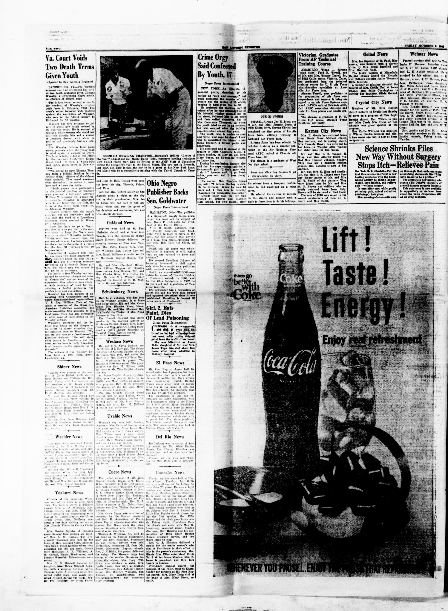 San Antonio Register (San Antonio, Tex.), Vol. 34, No. 32, Ed. 1 Friday, October 9, 1964
                                                
                                                    [Sequence #]: 2 of 8
                                                